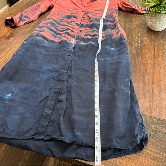 Maxi Shirtdress Tie dye button down V neck tie waist dress Anthropologie - Picture 16 of 16